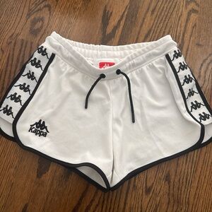 Kappa White Athletic Shorts with Black Trim